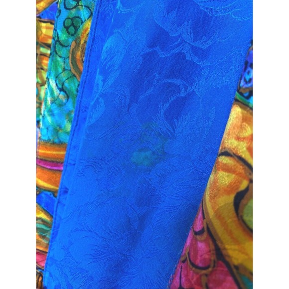 vintage 80s DIANE FREIS  blouse & pleated bold LOTUS print skirt , 100% Silk - Picture 8 of 16